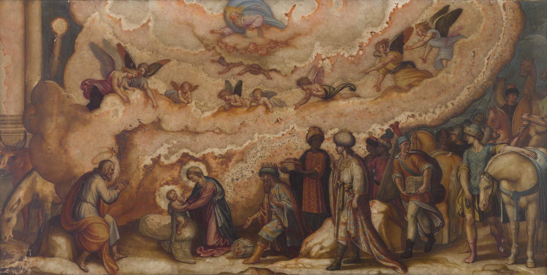 Antonio Tempesta, Adorazione dei magi (olio su alabastro, 28 x 56 cm; Roma, Galleria Borghese). Foto di Mauro Coen Antonio Tempesta, Adorazione dei magi (olio su alabastro, 28 x 56 cm; Roma, Galleria Borghese). Foto di Mauro Coen
