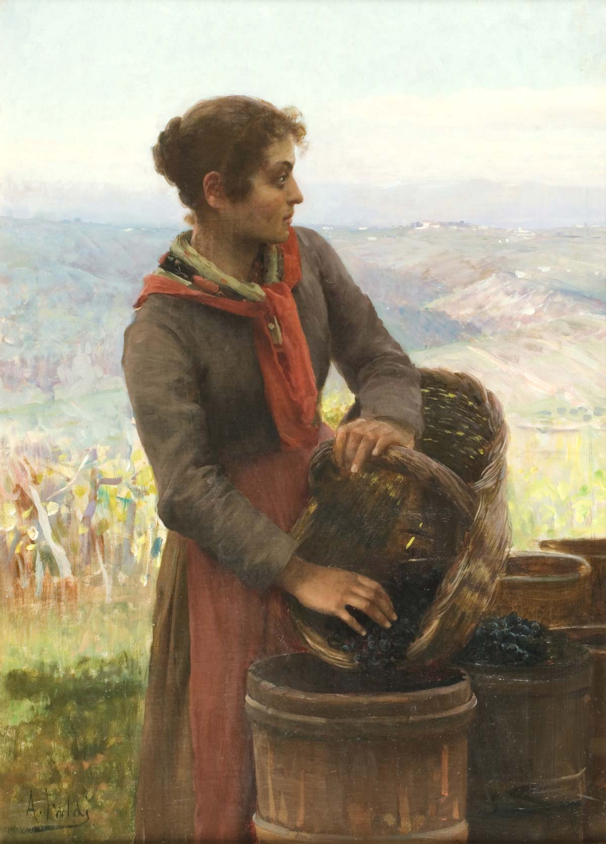 Arturo Faldi, La vendimiadora (1882-85; óleo sobre lienzo, 50 x 35 cm; Pistoia, Museoarchivo Giovanni Boldini Macchiaioli) Arturo Faldi, La vendimiadora (1882-85; óleo sobre lienzo, 50 x 35 cm; Pistoia, Museoarchivo Giovanni Boldini Macchiaioli)