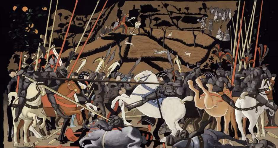 La bataille de San Romano de Paolo Uccello aux Offices devient un dessin animé