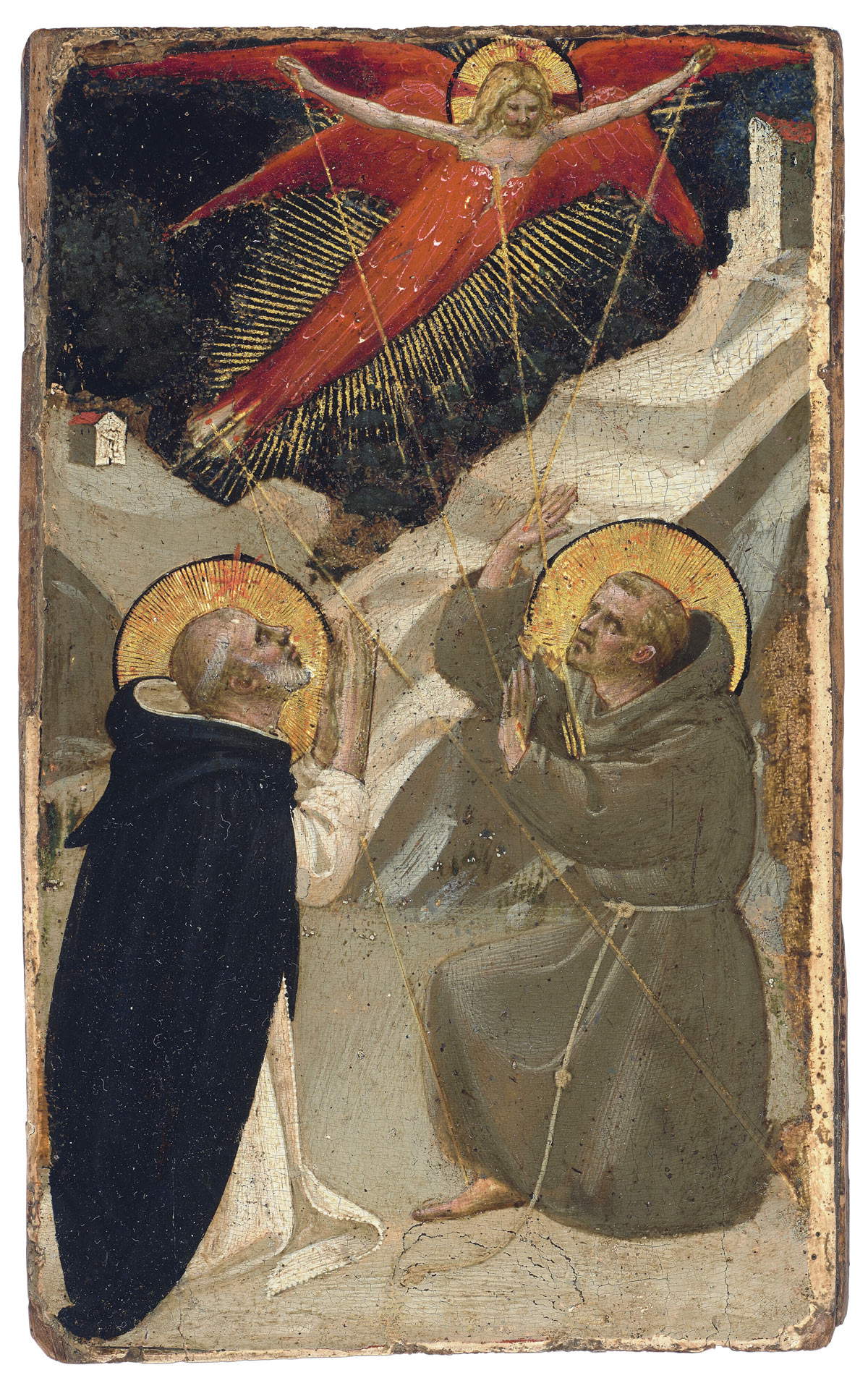 Beato Angelico, San Domenico e la stigmatizzazione di san Francesco (tempera e oro su tavola, 15,9 x 9,5 cm) Beato Angelico, San Domenico e la stigmatizzazione di san Francesco (tempera e oro su tavola, 15,9 x 9,5 cm)