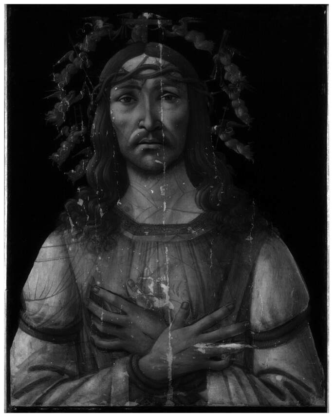 Image infrarouge avec le contour de la Vierge et de l'Enfant