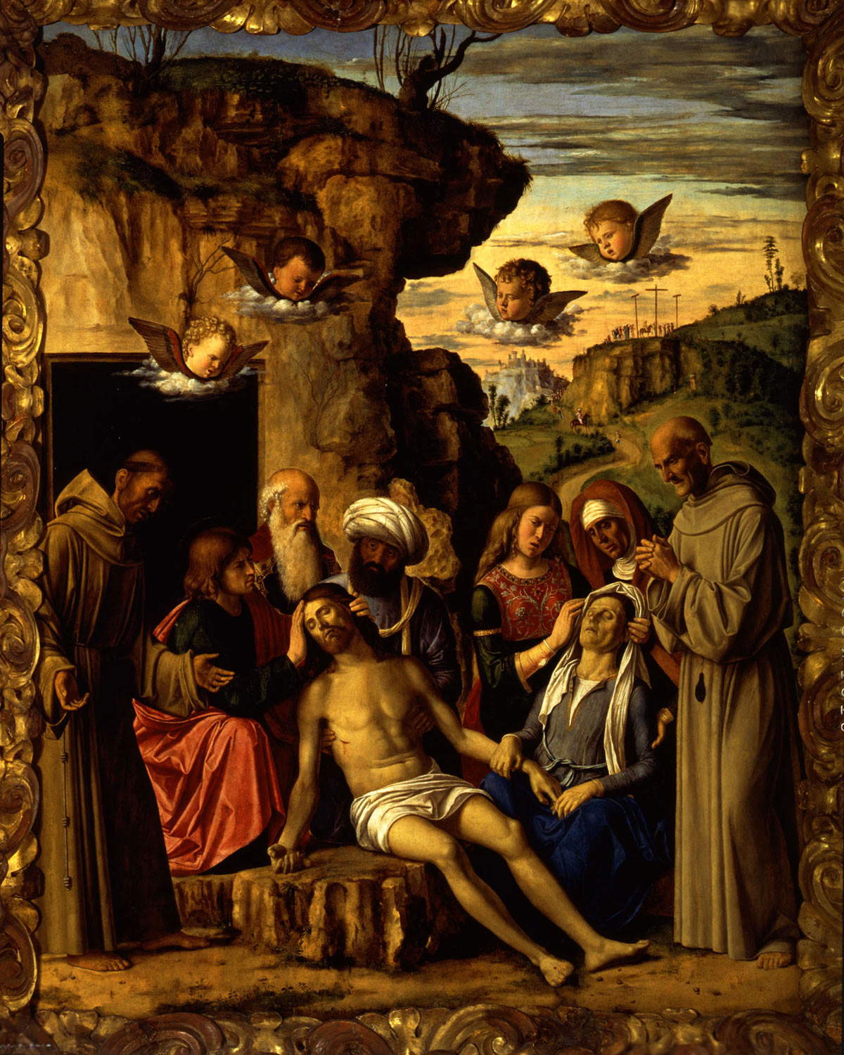 Cima da Conegliano, Lamentación por Cristo muerto (1495-1498; óleo sobre tabla; Módena, Galería Estense) Cima da Conegliano, Lamentación por Cristo muerto (1495-1498; óleo sobre tabla; Módena, Galería Estense)