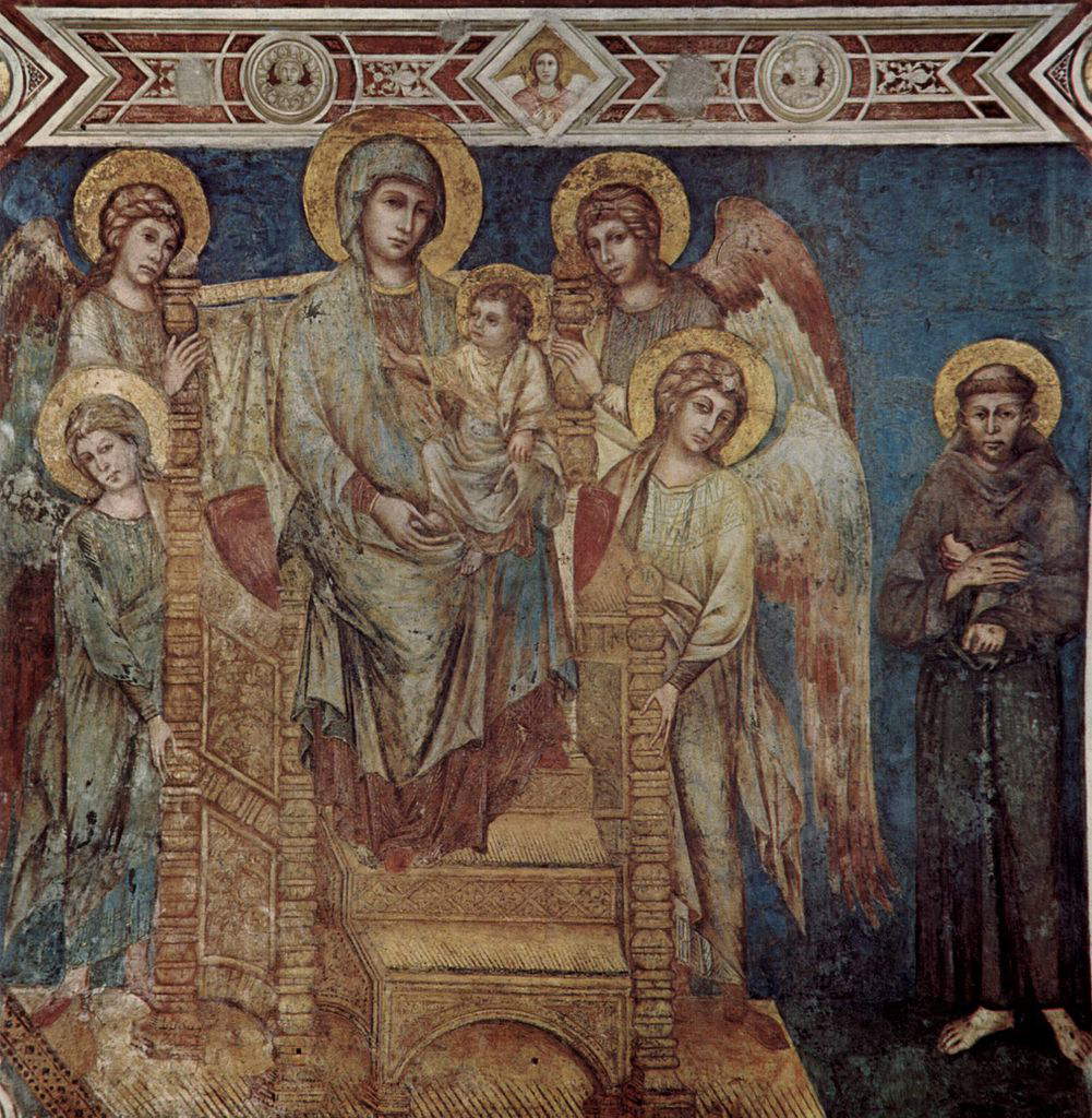 Cimabue, Majesté d'Assise (1285-1290 ; fresque, 320 x 340 cm ; Assise, basilique inférieure Saint-François)