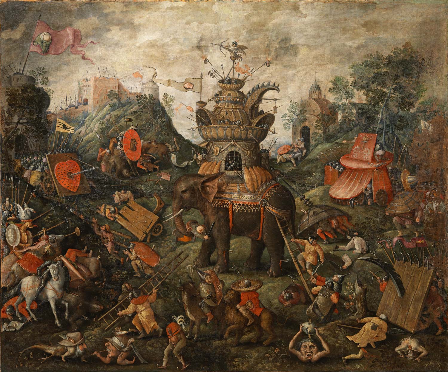 Copia da Jheronimus Bosch, Scena con elefante (XVI secolo; olio su tela; Firenze, Gallerie degli Uffizi). &copy; Gabinetto Fotografico delle Gallerie degli Uffizi