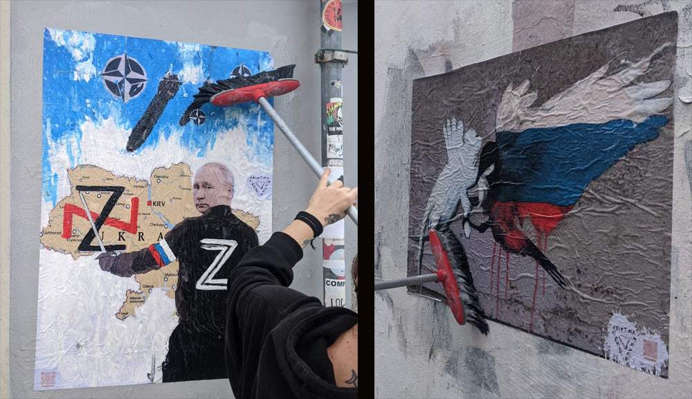 Street art in Milan, Cristina Donati Meyer creates two works against the war in Ukraine