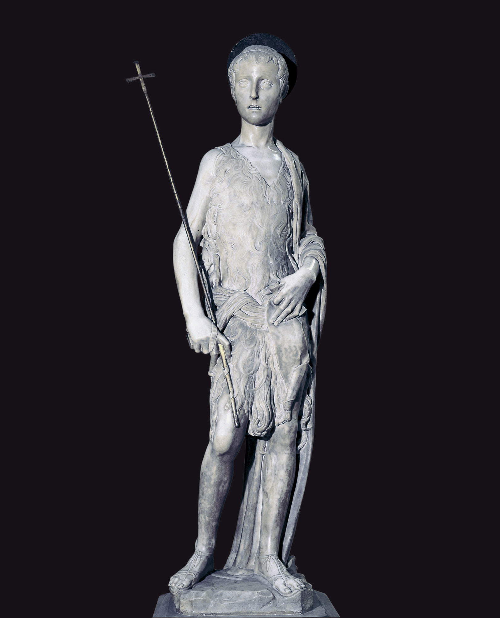 Donatello, San Giovanni Battista di casa Martelli (1442 circa; marmo, 165 x 46,5 x 36 cm; Firenze, Museo Nazionale del Bargello, inv. Sculture 435) Donatello, San Giovanni Battista di casa Martelli (1442 circa; marmo, 165 x 46,5 x 36 cm; Firenze, Museo Nazionale del Bargello, inv. Sculture 435)