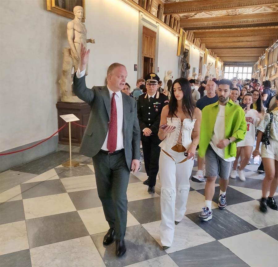 Queen of pop Dua Lipa visiting the Uffizi on public open day