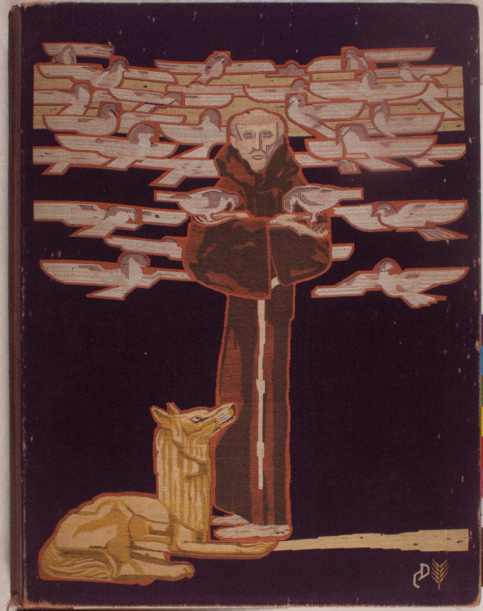 Duilio Cambellotti, The Little Flowers of St. Francis, The Canticle of the Sun, Considerations of the Stigmata (Rome, Editrice San Francesco; 1926; cover covered in silks of different colors; Rome, Central Institute for Graphics) Duilio Cambellotti, The Little Flowers of St. Francis, The Canticle of the Sun, Considerations of the Stigmata (Rome, Editrice San Francesco; 1926; cover covered in silks of different colors; Rome, Central Institute for Graphics)