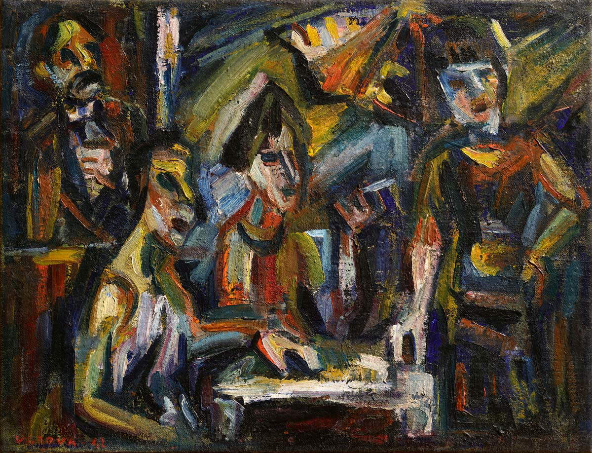 Emilio Vedova, El café veneciano (1942; óleo sobre lienzo, 43,2 × 55 cm; Colección Giuseppe Iannaccone) Emilio Vedova, El café veneciano (1942; óleo sobre lienzo, 43,2 × 55 cm; Colección Giuseppe Iannaccone)