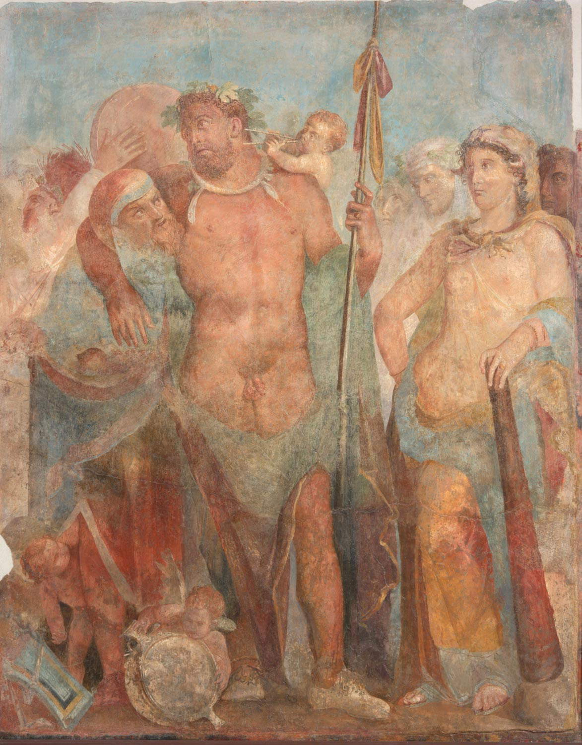 Ercole e Onfale (Pompei, IX, 3, 5, Casa di Marco Lucrezio, triclinio 16, parete est, sezione centrale, dipinto; I secolo d.C. - IV stile; Fresco, 195 x 155 cm; Napoli, MANN, inv. 8992) Ercole e Onfale (Pompei, IX, 3, 5, Casa di Marco Lucrezio, triclinio 16, parete est, sezione centrale, dipinto; I secolo d.C. - IV stile; Fresco, 195 x 155 cm; Napoli, MANN, inv. 8992)