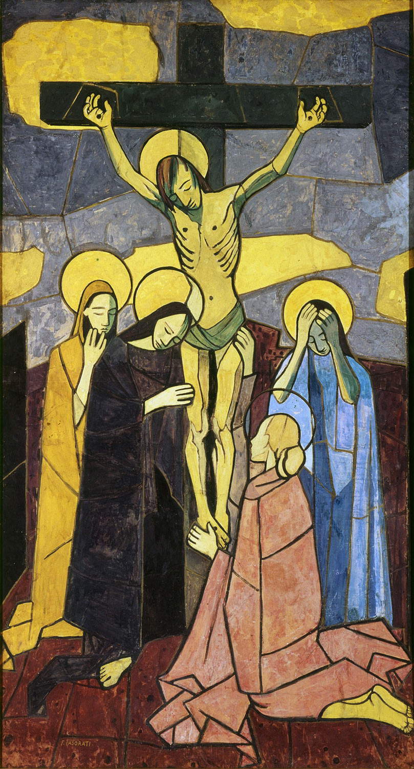 Felice Casorati, Crocifissione (1951-1952 tempera su carta, 235 x 126 cm; Città del Vaticano, Musei Vaticani, Collezione d’Arte Moderna e Contemporanea, inv. 23101)  Foto © Governatorato SCV, Direzione dei Musei e dei Beni Culturali Felice Casorati, Crocifissione (1951-1952 tempera su carta, 235 x 126 cm; Città del Vaticano, Musei Vaticani, Collezione d’Arte Moderna e Contemporanea, inv. 23101)  Foto © Governatorato SCV, Direzione dei Musei e dei Beni Culturali