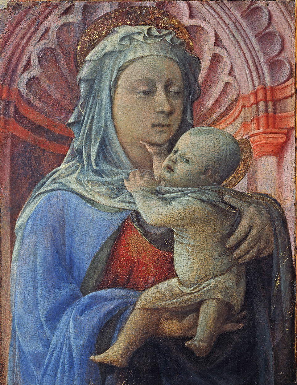 Filippo Lippi, Madonna col Bambino (1436 circa; tempera trasportata su tavola, 28,8 x 22,4 cm; Prato, Palazzo Alberti)