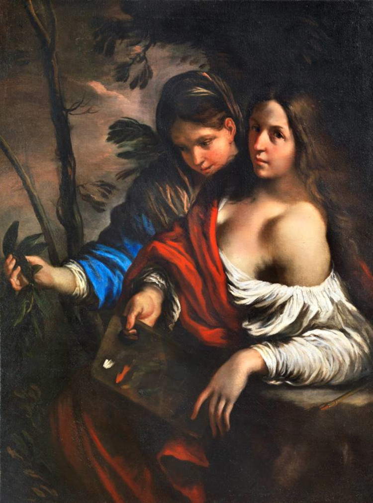 Francesco Cairo, Alegoría del dibujo y la pintura  Francesco Cairo, Alegoría del dibujo y la pintura