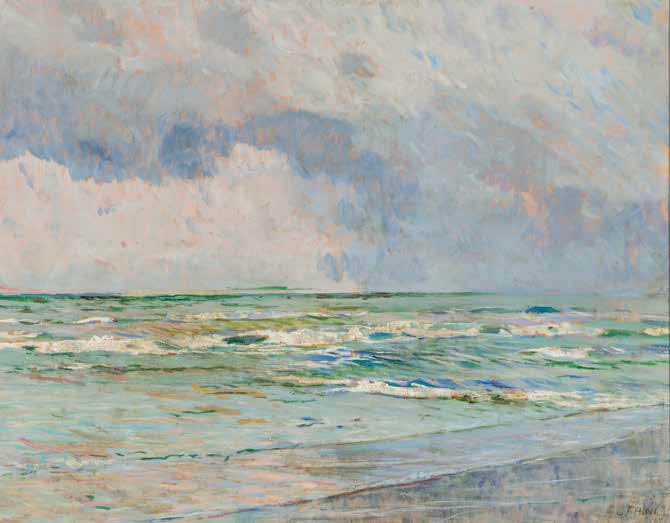 Galileo Chini, Minaccia di Burrasca (1931; óleo sobre contrachapado, 50 x 65 cm; Lido di Camaiore, colección privada)