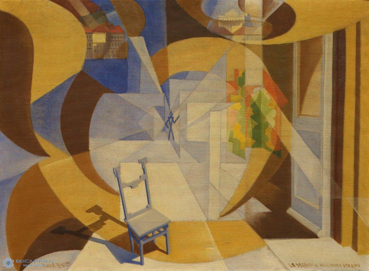 Giacomo Balla, The Strange Man's Chair (1929; oil on canvas, 54.6 x 74.5 cm; Bank of Italy Collection)
