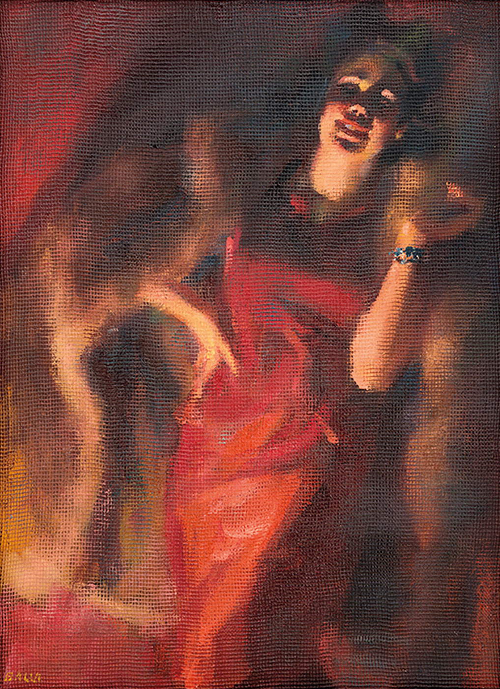 Giacomo Balla, Les quatre saisons en rouge, hiver (1939 ; huile sur panneau et grillage, 110 x 80 cm) Giacomo Balla, Les quatre saisons en rouge, hiver (1939 ; huile sur panneau et grillage, 110 x 80 cm)