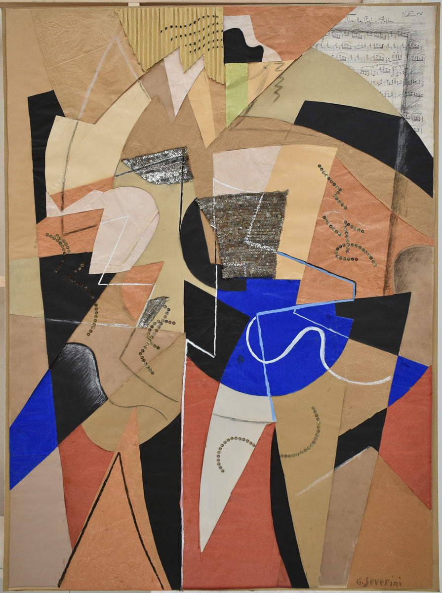 Gino Severini, La ballerina (Danseuse) (1914 circa; tecnica mista e collage su carta, 102,6 x 72,7 cm; Collezione privata). © GINO SEVERINI, by SIAE 2022 Gino Severini, La ballerina (Danseuse) (1914 circa; tecnica mista e collage su carta, 102,6 x 72,7 cm; Collezione privata). © GINO SEVERINI, by SIAE 2022