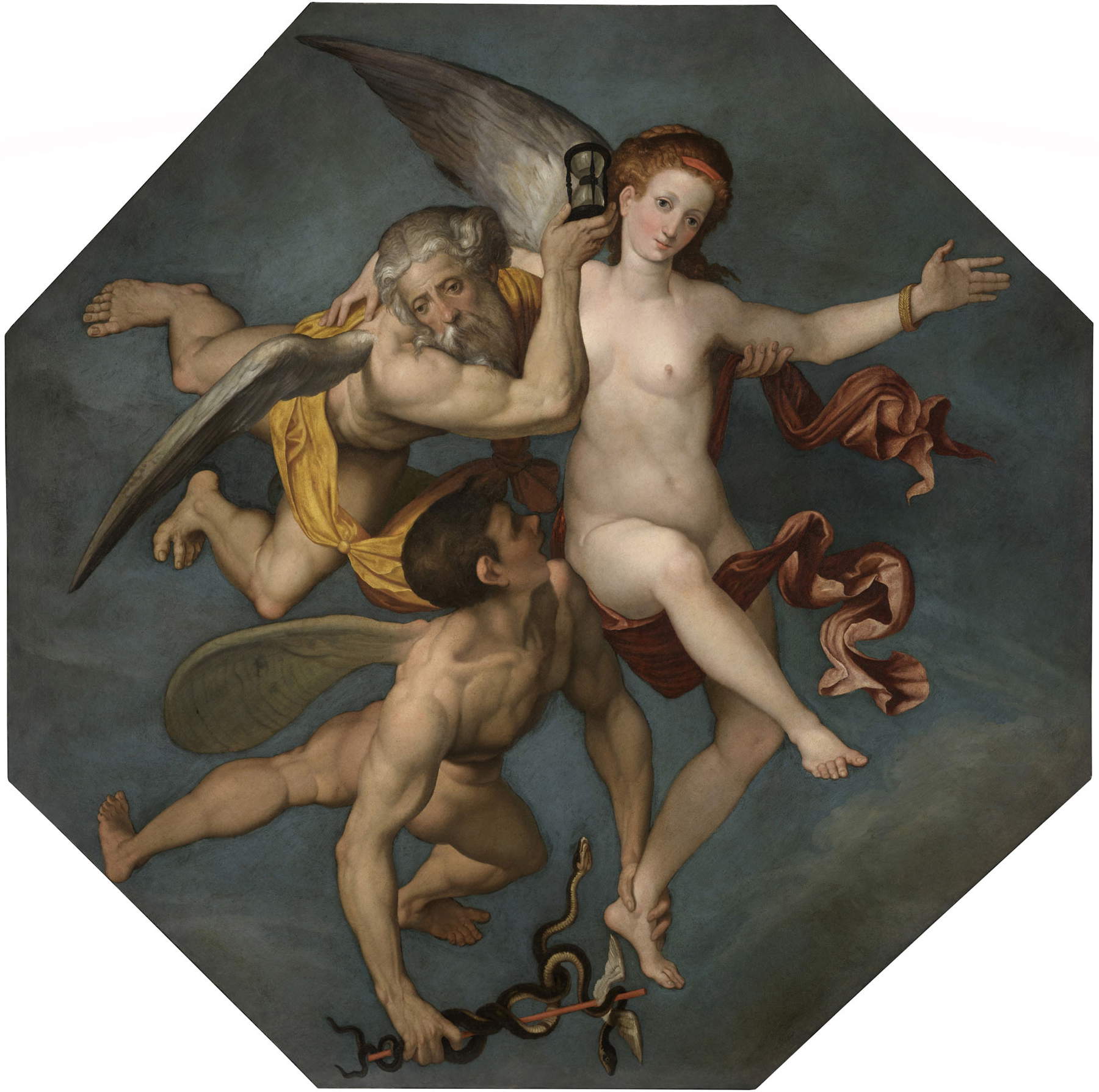 Giovan Francesco Caroto, Veritas Filia Temporis (um 1531-1534; Öl auf Leinwand, 178,2 x 179,5 x 3,5 cm; Verona, Musei Civici di Verona - Museo di Castelvecchio, Schenkung der Familie Arvedi, 2019)