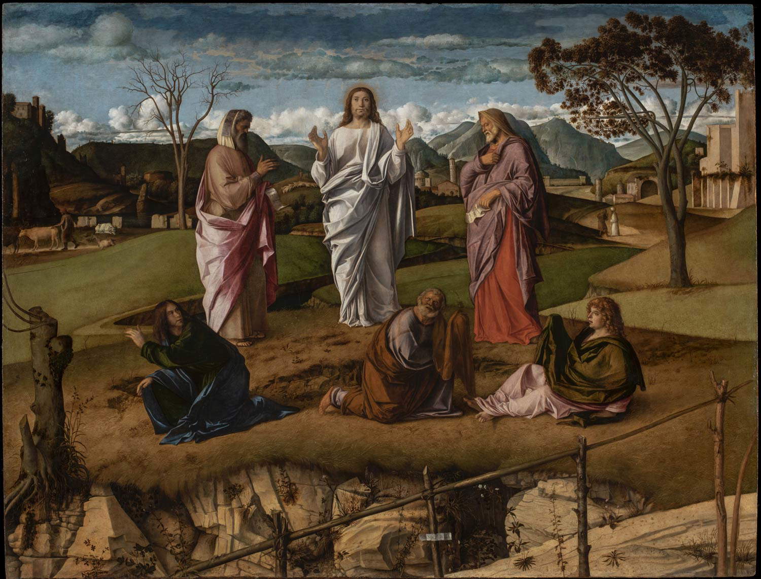 Giovanni Bellini, La Trasfigurazione (1478-1479; olio su tavola, 116 x 154 cm; Napoli, Museo Nazionale di Capodimonte) Giovanni Bellini, La Trasfigurazione (1478-1479; olio su tavola, 116 x 154 cm; Napoli, Museo Nazionale di Capodimonte)