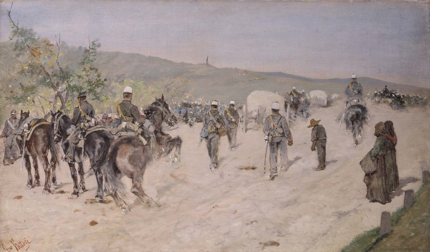 Giovanni Fattori, Artillería en marcha (1880-1881; óleo sobre lienzo, 41 x 69,5 cm; Colección particular) Giovanni Fattori, Artillería en marcha (1880-1881; óleo sobre lienzo, 41 x 69,5 cm; Colección particular)