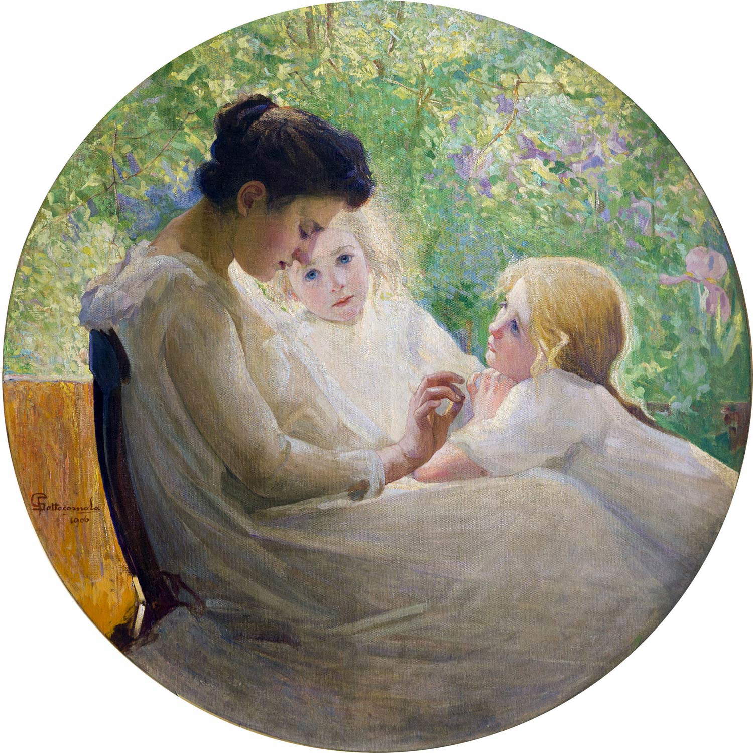 Giovanni Sottocornola, Versammlung (1906; Öl auf Leinwand, Durchmesser 120 cm; Privatsammlung, mit freundlicher Genehmigung der Galleria Arte e Moda, Mailand) Giovanni Sottocornola, Versammlung (1906; Öl auf Leinwand, Durchmesser 120 cm; Privatsammlung, mit freundlicher Genehmigung der Galleria Arte e Moda, Mailand)