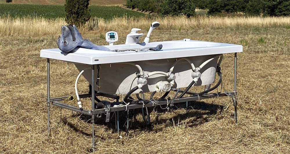 Giulia Cenci, Sin título (bañera, resina, polvo, pigmentos, 83,5 x 193,5 x 82,5 cm)