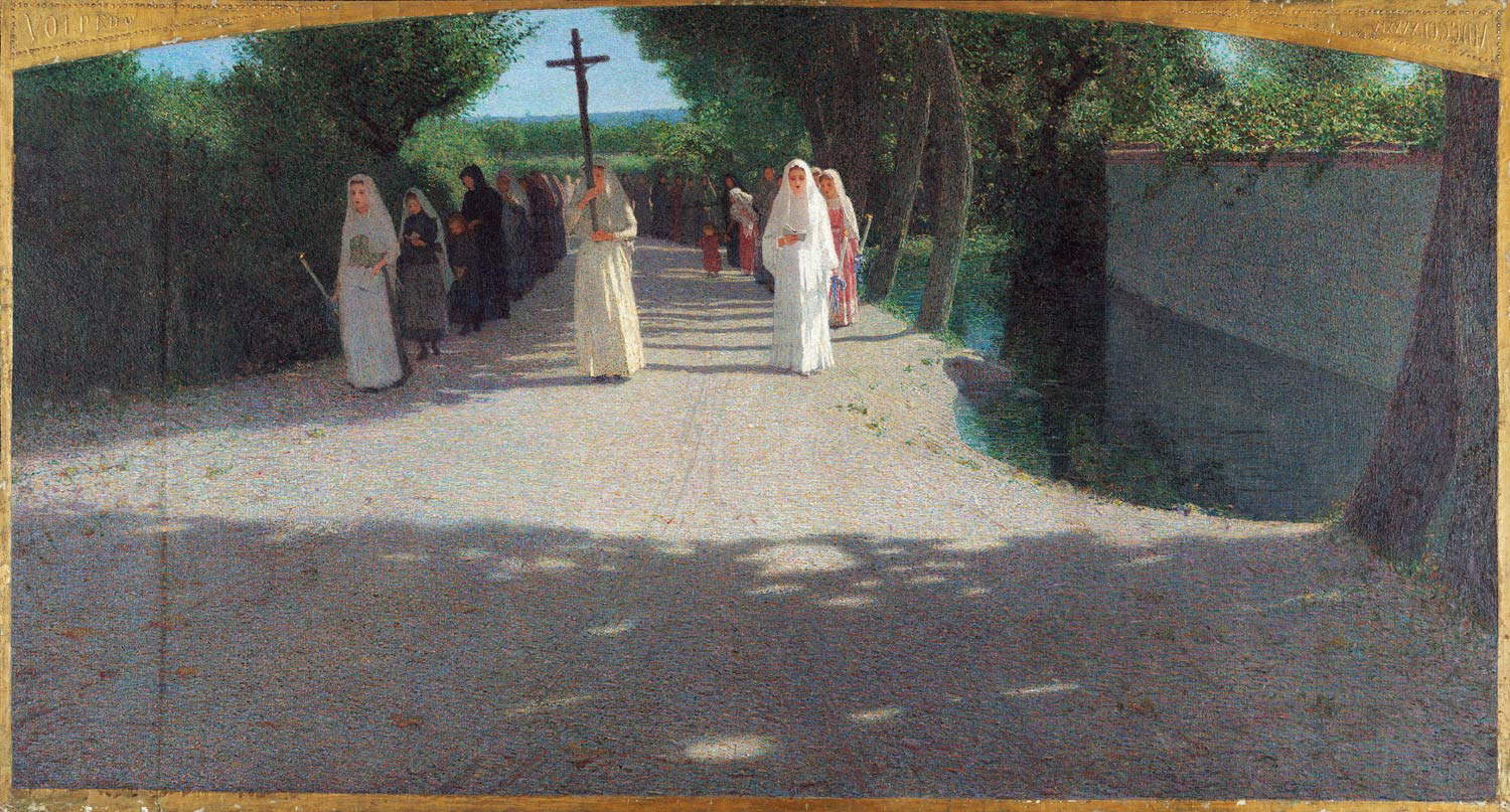 Giuseppe Pellizza da Volpedo, Die Prozession (1893-1895; Öl auf Leinwand, 85 x 156 cm; Mailand, Museo Nazionale della Scienza e della Tecnologia Leonardo da Vinci, Sammlung Rossi) Giuseppe Pellizza da Volpedo, Die Prozession (1893-1895; Öl auf Leinwand, 85 x 156 cm; Mailand, Museo Nazionale della Scienza e della Tecnologia Leonardo da Vinci, Sammlung Rossi)