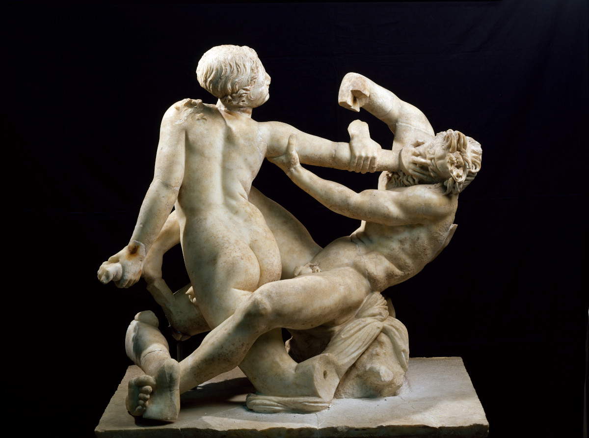 Sculptural group with hermaphrodite and satyr from Villa A at Oplontis Sculptural group with hermaphrodite and satyr from Villa A at Oplontis