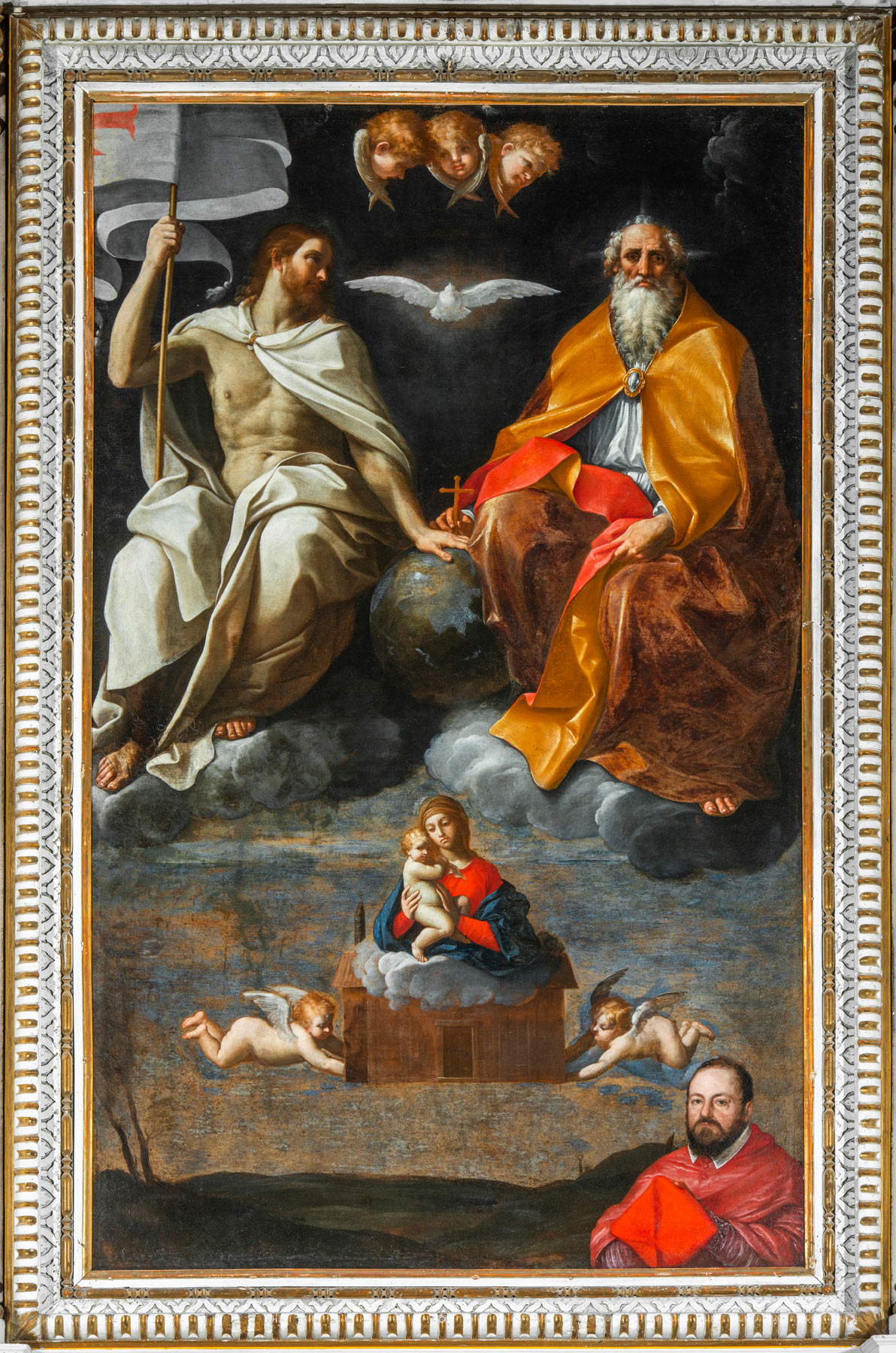 Guido Reni, Trinity with the Madonna of Loreto and the commissioner Cardinal Antonio Maria Gallo (1603-1604; oil on canvas 187.6 x 312 cm; Osimo, Parrocchia Santissima Trinità). Photo by © Matteo Natalucci Guido Reni, Trinity with the Madonna of Loreto and the commissioner Cardinal Antonio Maria Gallo (1603-1604; oil on canvas 187.6 x 312 cm; Osimo, Parrocchia Santissima Trinità). Photo by © Matteo Natalucci