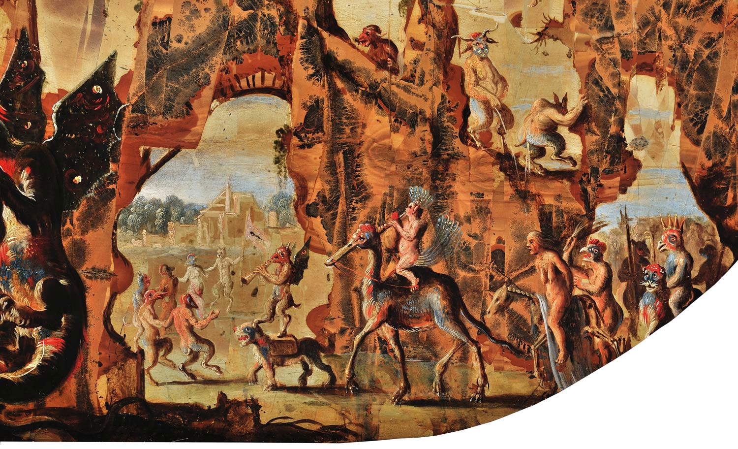 Jacob Van Swanenburg, Le tentazioni di sant&rsquo;Antonio, dettaglio (1595-1605 circa; olio su pietra; Collezione privata). &copy; Kunstkammer Georg Laue, Munich/London