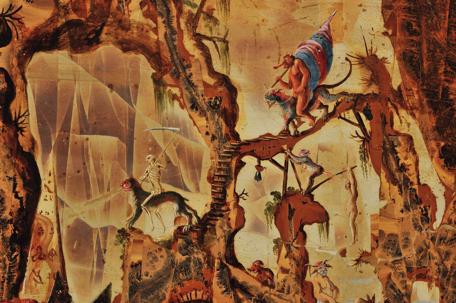 Jacob Van Swanenburg, Le tentazioni di sant&rsquo;Antonio, dettaglio (1595-1605 circa; olio su pietra; Collezione privata). &copy; Kunstkammer Georg Laue, Munich/London