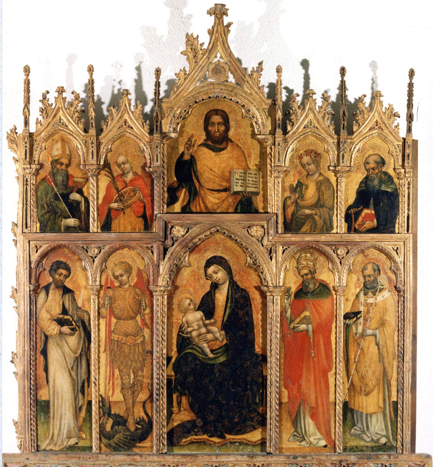 Jacobello del Fiore, Vierge à l'enfant bénissant le Christ et les saints (vers 1420-1430 ; tempera sur panneau ; L'Aquila, Museo Nazionale d'Abruzzo)