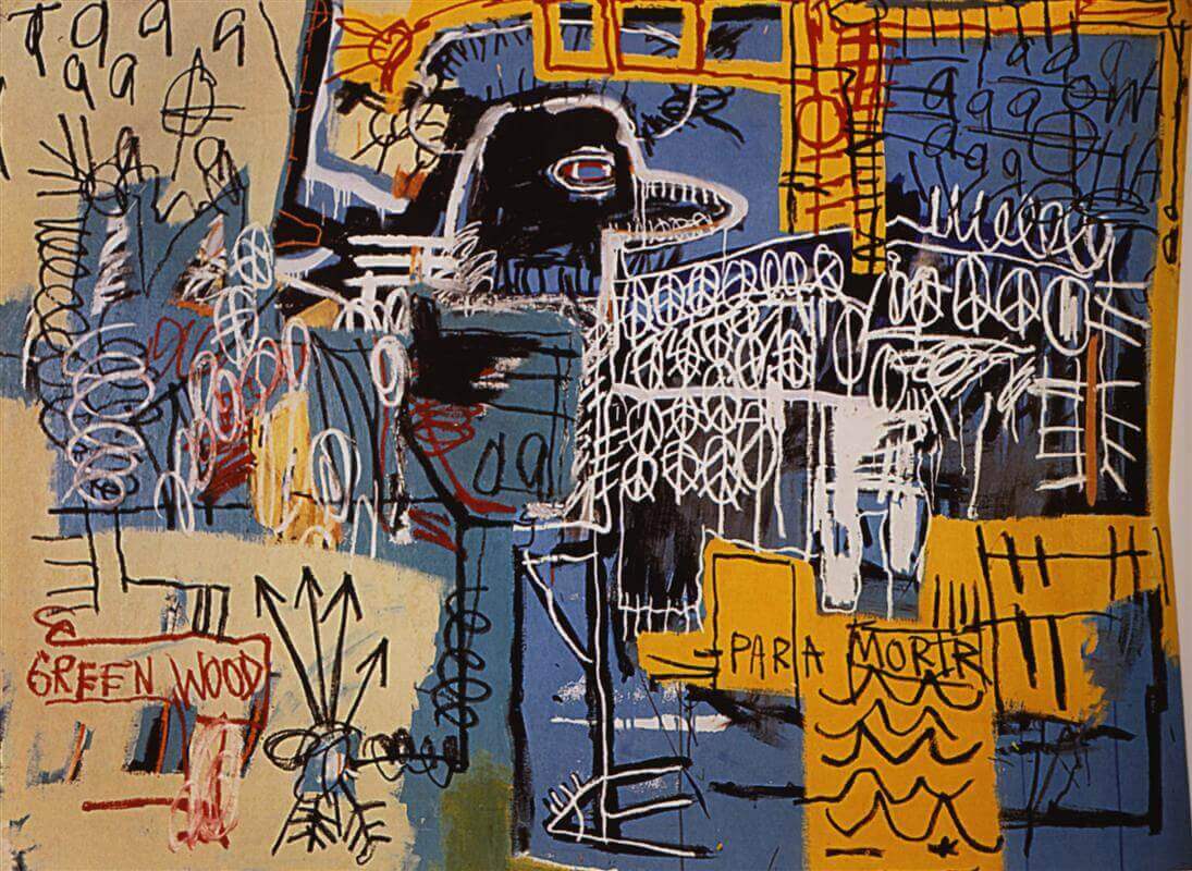 Jean-Michel Basquiat, Bird on money (1981; acrilico e olio su tela, 170 x 230 cm; Rubell Family Collection) Jean-Michel Basquiat, Bird on money (1981; acrilico e olio su tela, 170 x 230 cm; Rubell Family Collection)