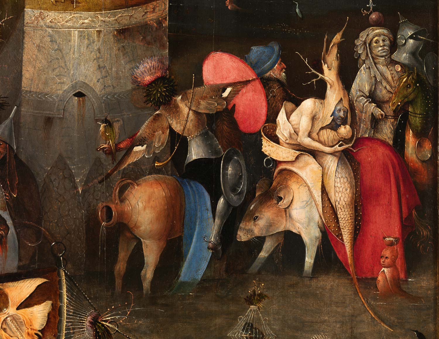 Jheronimus Bosch, Tríptico de las Tentaciones de San Antonio, detalle (c. 1500; óleo sobre tabla; Lisboa, Museu Nacional de Arte Antiga). © DGPC/Luísa Oliveira Jheronimus Bosch, Tríptico de las Tentaciones de San Antonio, detalle (c. 1500; óleo sobre tabla; Lisboa, Museu Nacional de Arte Antiga). © DGPC/Luísa Oliveira