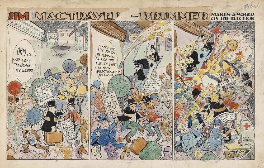 Une exposition itinérante retrace l'histoire de la bande dessinée depuis les premiers maîtres nord-américains jusqu'aux années 1940.