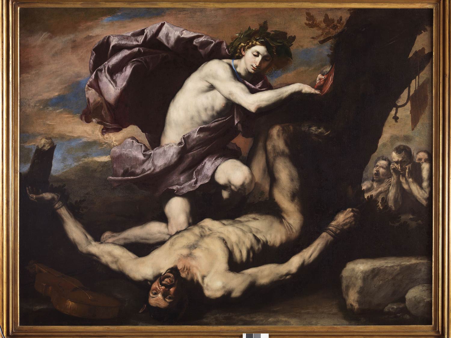José de Ribera, Apollo e Marsia (1637; olio su tela, 182 x 232 cm; Napoli, Museo Nazionale di Capodimonte) José de Ribera, Apollo e Marsia (1637; olio su tela, 182 x 232 cm; Napoli, Museo Nazionale di Capodimonte)