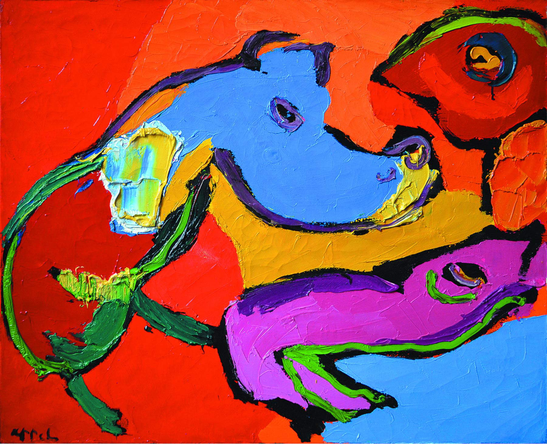 Karel Appel, Senza titolo (1971; olio su tela, 66,5 x 82,5 cm; Zola Predosa, Ca' Ghironda - Modern Art Museum) © Karel Appel / SIAE 2022 Karel Appel, Senza titolo (1971; olio su tela, 66,5 x 82,5 cm; Zola Predosa, Ca' Ghironda - Modern Art Museum) © Karel Appel / SIAE 2022