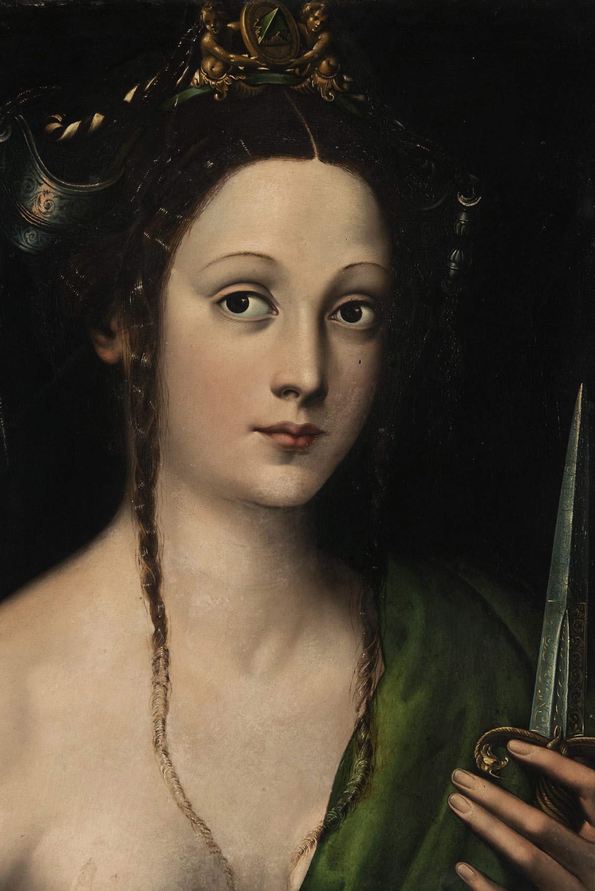 Leonardo Grazia, Lucrezia (olio su lavagna, 55 x 43 cm; Roma, Galleria Borghese) Leonardo Grazia, Lucrezia (olio su lavagna, 55 x 43 cm; Roma, Galleria Borghese)