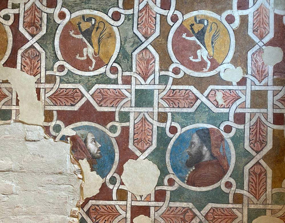 École ferraraise, armoiries de la famille Del Sale (seconde moitié du XIVe siècle ; fresque ; Ferrare, Casa Minerbi)