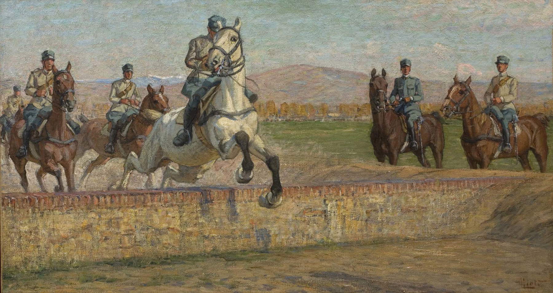 Luigi Gioli, Maniobras militares (1915-20; óleo sobre lienzo, 71 x 131,5 cm; Pistoia, Museoarchivo Giovanni Boldini Macchiaioli) Luigi Gioli, Maniobras militares (1915-20; óleo sobre lienzo, 71 x 131,5 cm; Pistoia, Museoarchivo Giovanni Boldini Macchiaioli)