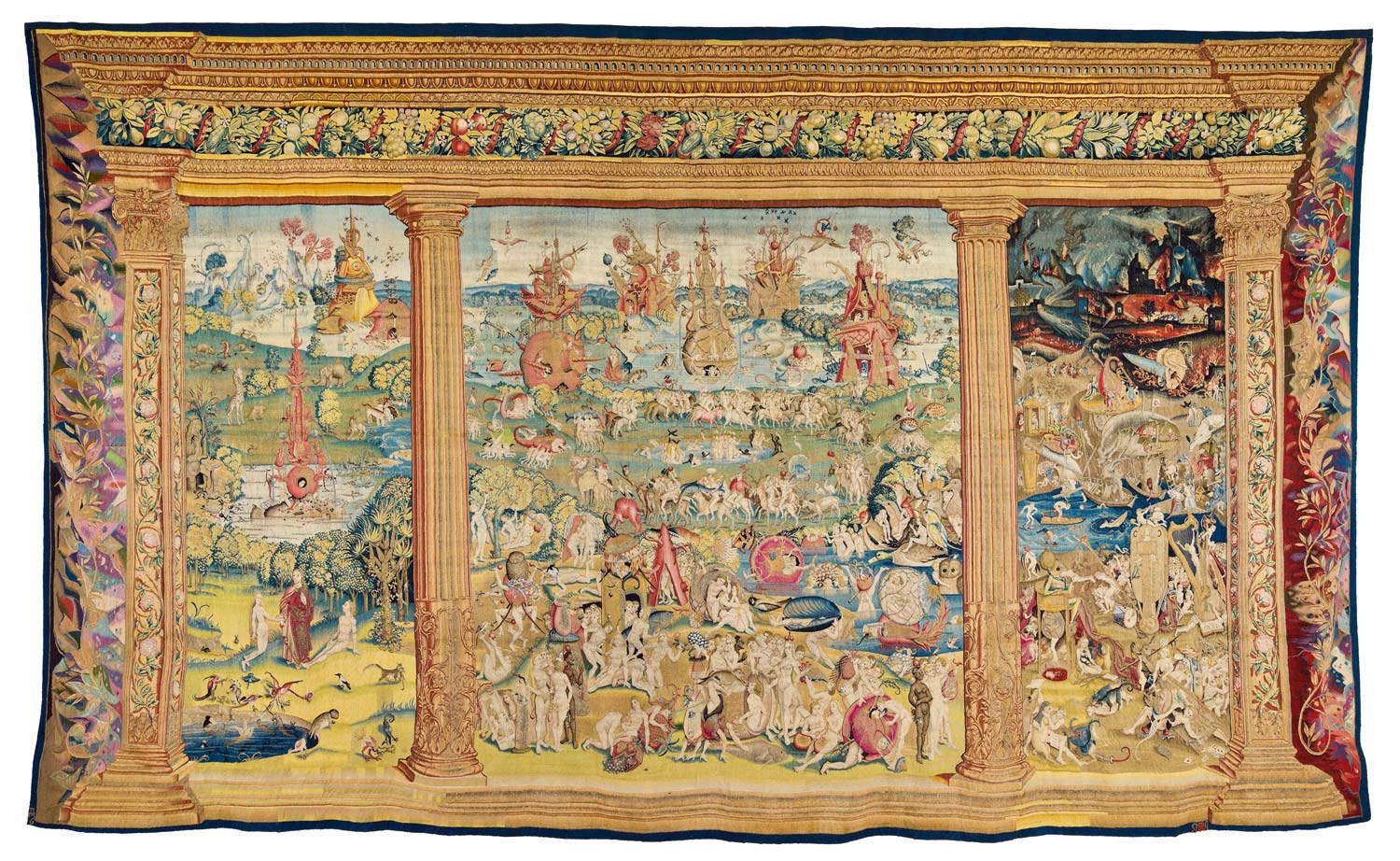 Manifattura di Bruxelles, Il giardino delle delizie (1550-1570 circa; arazzo; Madrid, Palazzo Reale, Patrimonio Nacional). &copy; Patrimonio Nacional