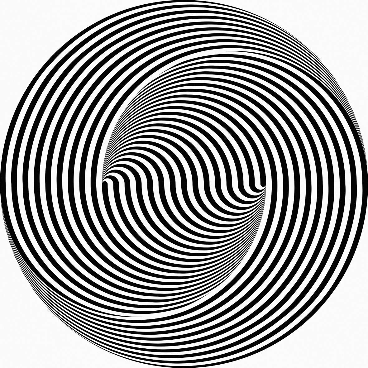 Marina Apollonio, Dinamica circolare 6Z+H (1968; diametro 100 cm; Padova, collezione dell&rsquo;artista)