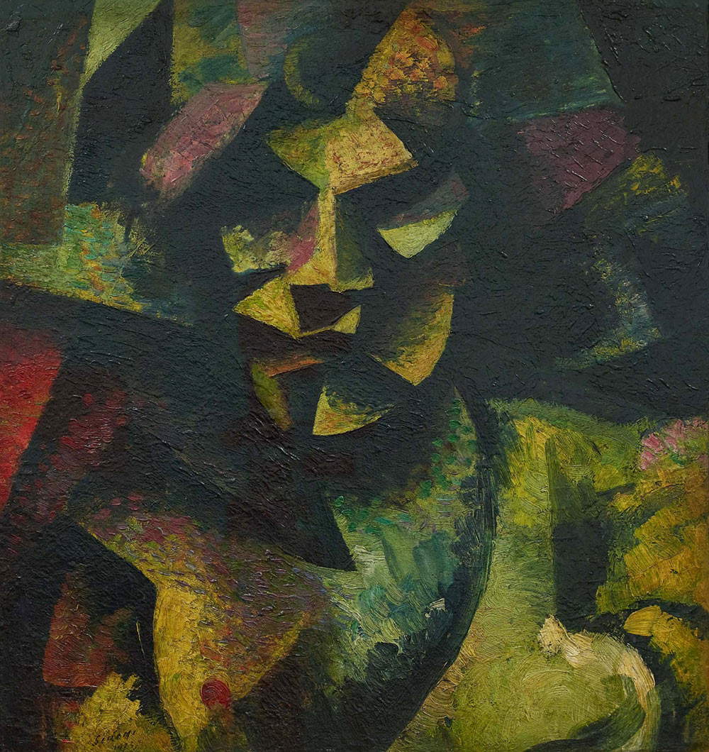Mario Sironi, Autoritratto (Testa futurista) (1913; olio su tela, 51,5 x 49 cm; Milano, Museo del Novecento). © MARIO SIRONI, by SIAE 2022 Mario Sironi, Autoritratto (Testa futurista) (1913; olio su tela, 51,5 x 49 cm; Milano, Museo del Novecento). © MARIO SIRONI, by SIAE 2022