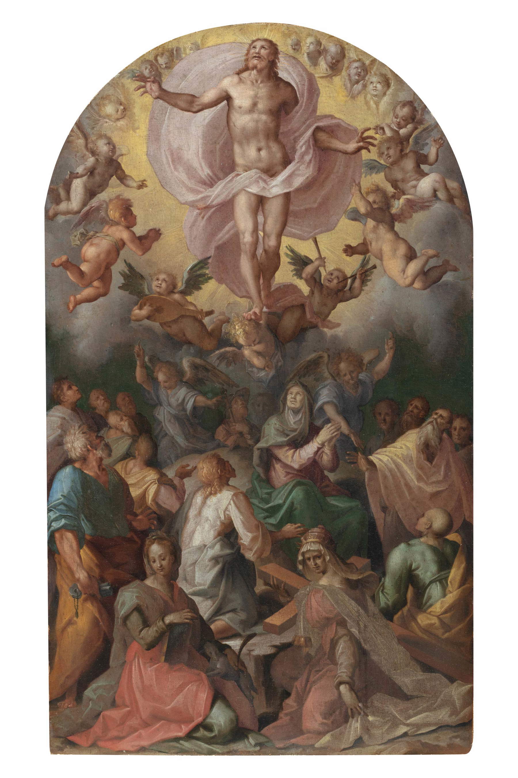 Maso da San Friano, Ascension (1565; oil and tempera on panel, 62.3 x 36.5 cm)