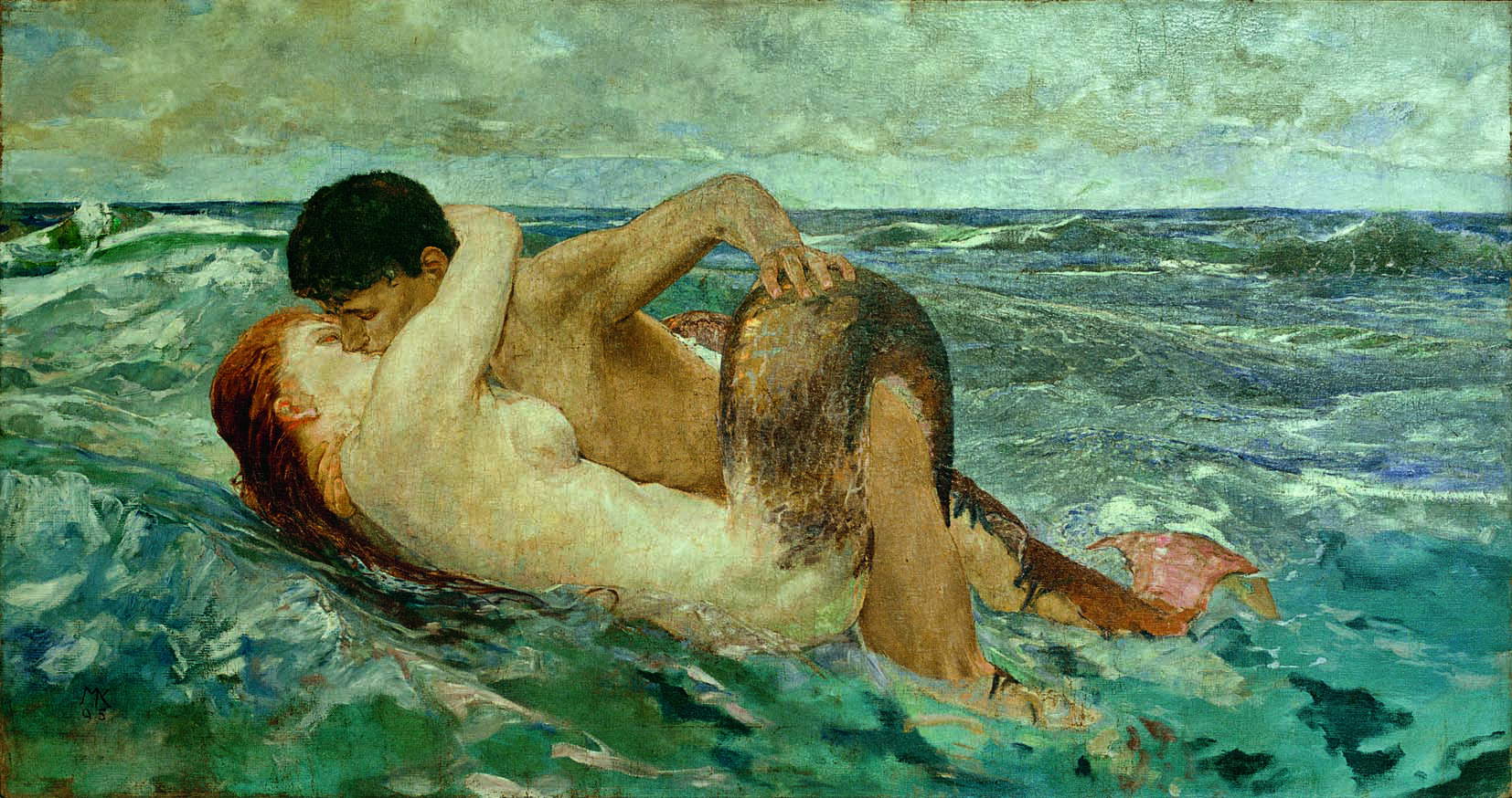 Max Klinger, Triton und Nereide (1895; Öl auf Leinwand, 101 x 188 cm; Florenz, Galleria d'Arte Moderna di Palazzo Pitti) Max Klinger, Triton und Nereide (1895; Öl auf Leinwand, 101 x 188 cm; Florenz, Galleria d'Arte Moderna di Palazzo Pitti)