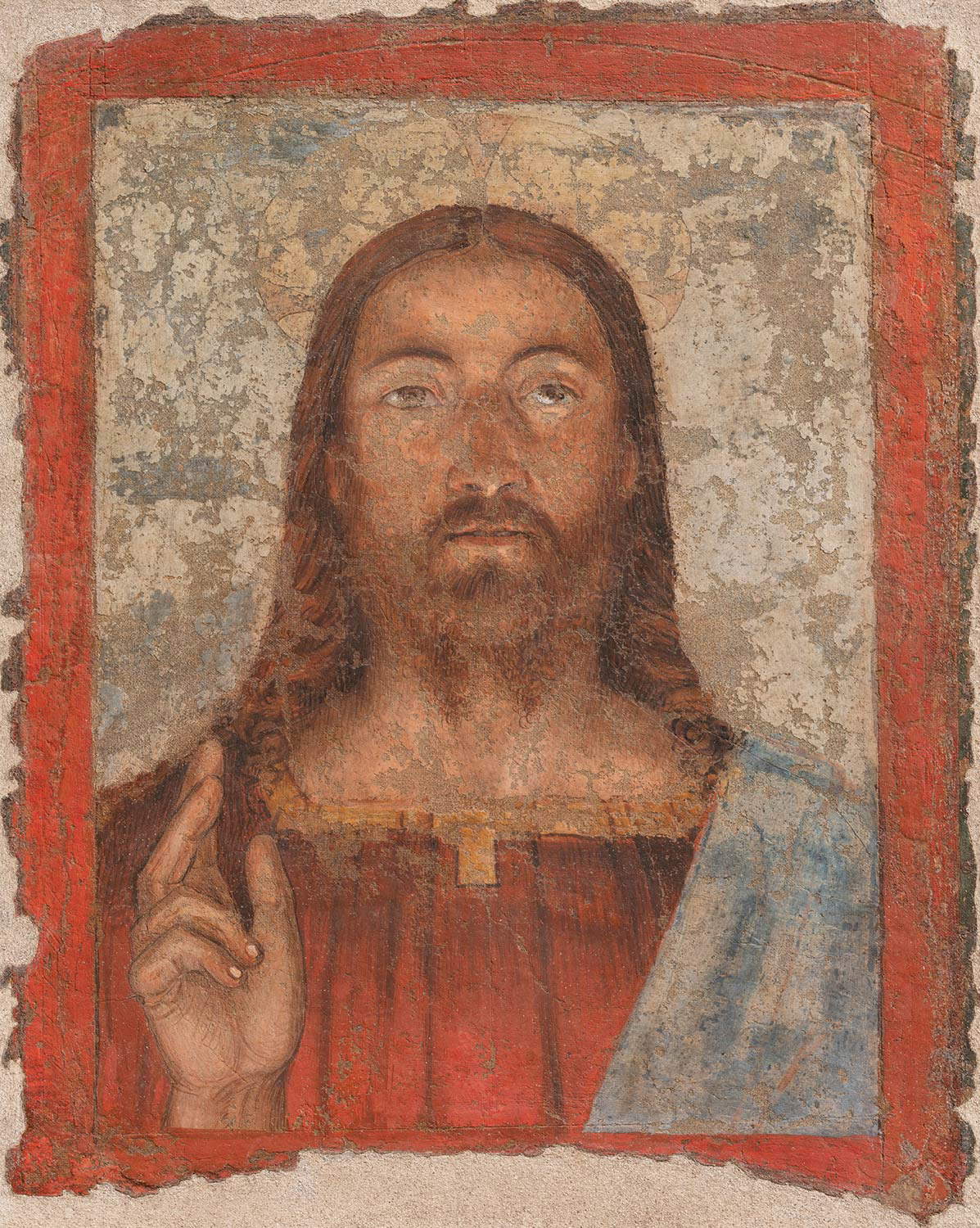 Melozzo da Forlì, Gottvater segnet (Fresko auf Leinwand übertragen; Perugia, Galleria Nazionale dell'Umbria) Melozzo da Forlì, Gottvater segnet (Fresko auf Leinwand übertragen; Perugia, Galleria Nazionale dell'Umbria)