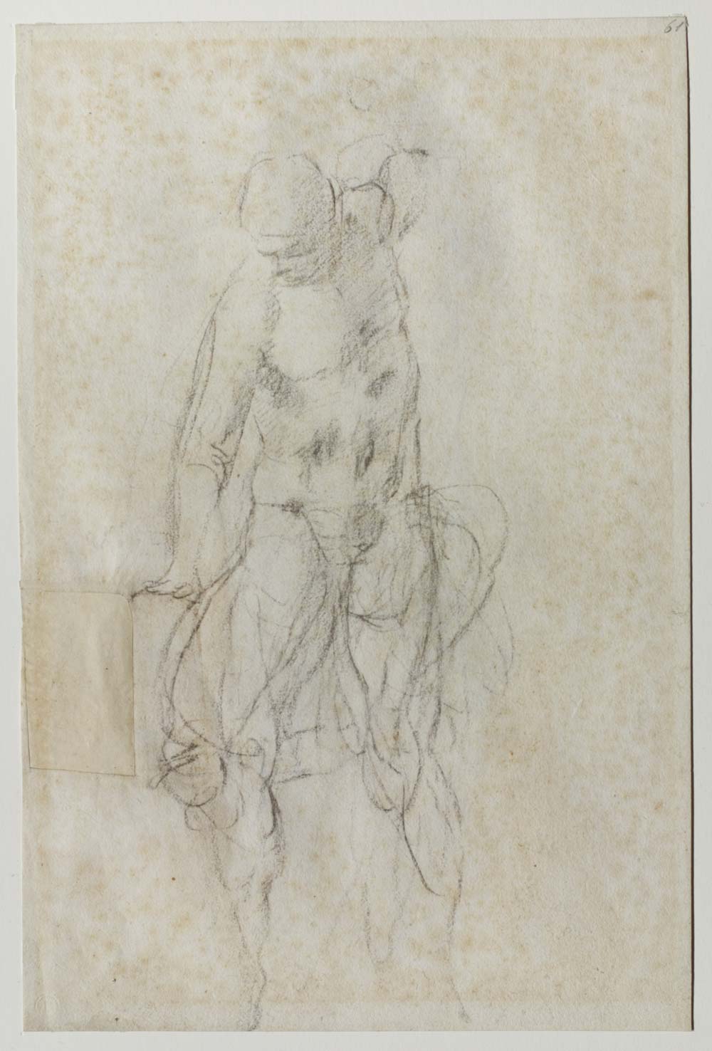 Michelangelo Buonarroti, Study for a Risen Christ (1532-1533; black pencil, 381 × 252 mm; Florence, Casa Buonarroti, inv. 61 F) Michelangelo Buonarroti, Study for a Risen Christ (1532-1533; black pencil, 381 × 252 mm; Florence, Casa Buonarroti, inv. 61 F)