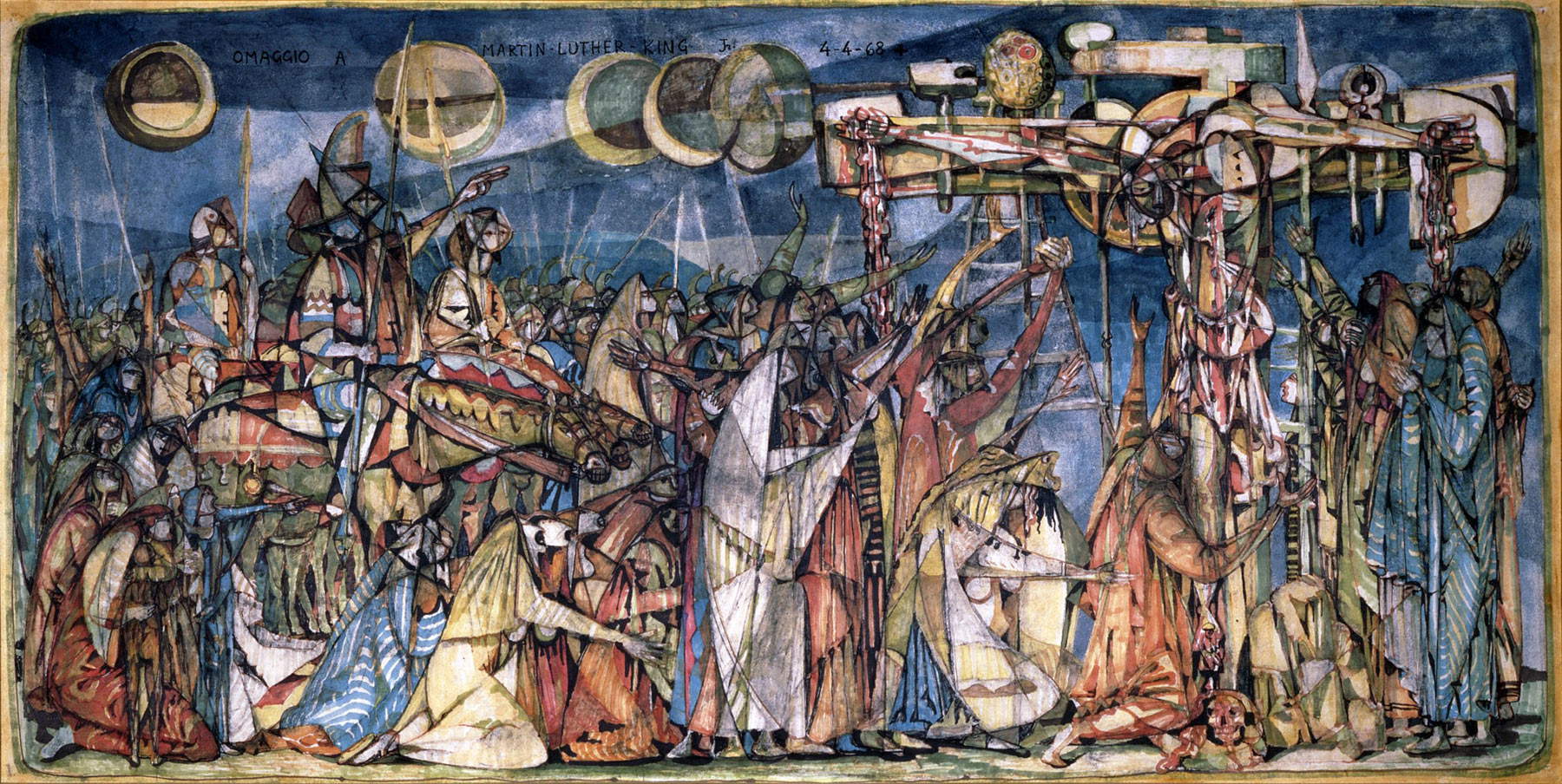 Mirko Basaldella, Crocifissione, omaggio a Martin Luther King Jr. (1968 tecnica mista su carta intelata, 90 x 180 cm; Città del Vaticano, Musei Vaticani, Collezione d’Arte Moderna e Contemporanea, inv. 23374)  Foto © Governatorato SCV, Direzione dei Musei e dei Beni Culturali Mirko Basaldella, Crocifissione, omaggio a Martin Luther King Jr. (1968 tecnica mista su carta intelata, 90 x 180 cm; Città del Vaticano, Musei Vaticani, Collezione d’Arte Moderna e Contemporanea, inv. 23374)  Foto © Governatorato SCV, Direzione dei Musei e dei Beni Culturali