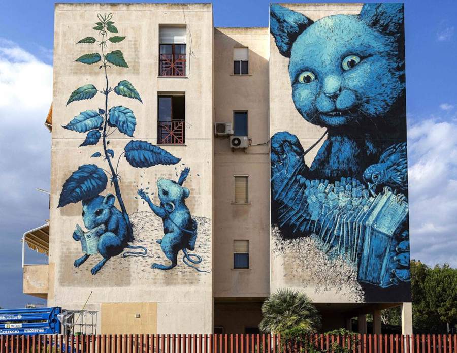 Street art arrives in Cagliari: Ericailcane's new mural is an allegory of life 
