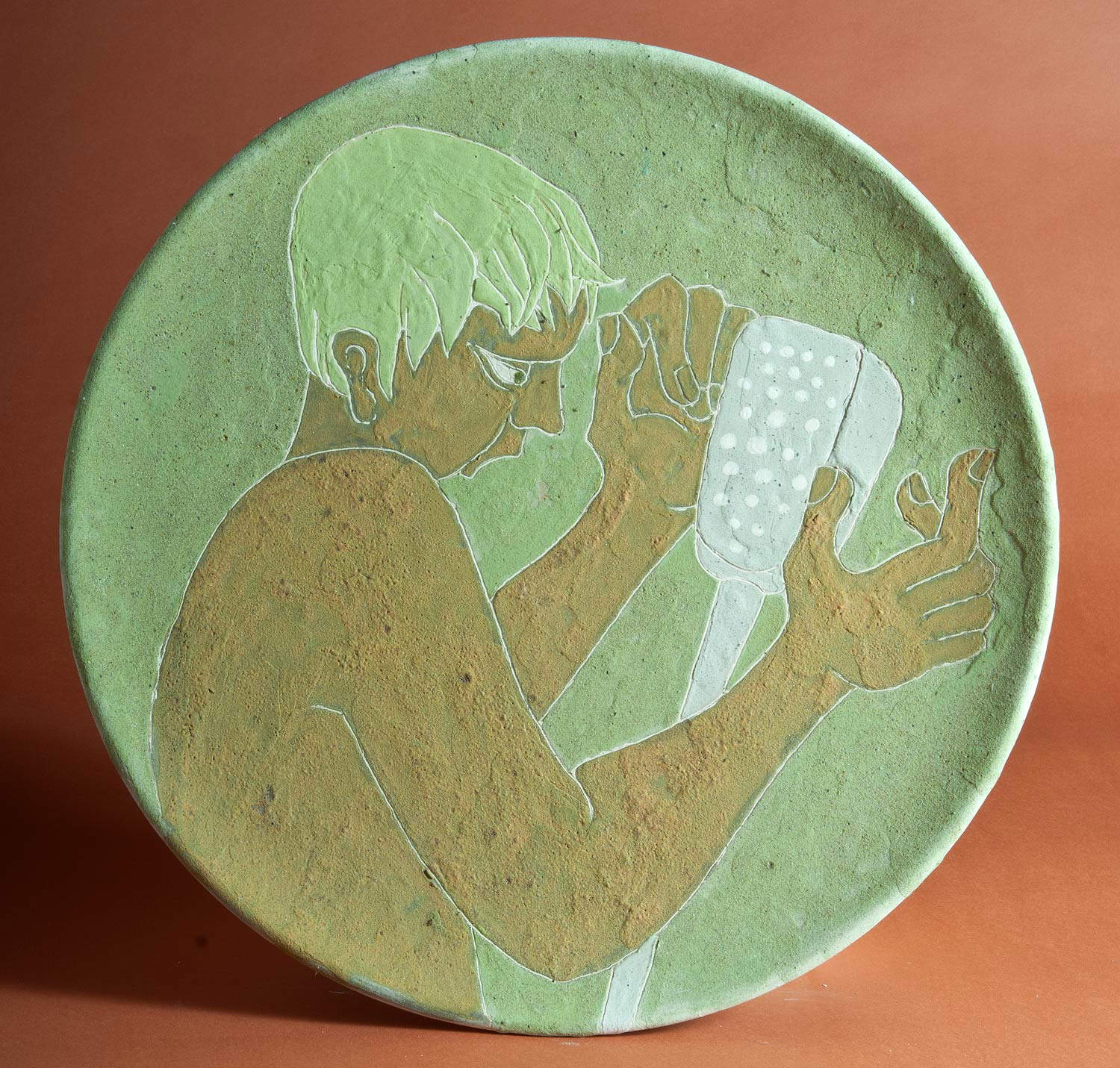 Nino Caruso, El abrazo (1957; raku) Nino Caruso, El abrazo (1957; raku)